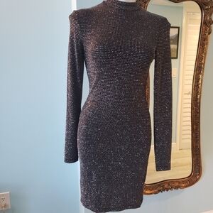 Sexy Bodycon lack and Silver Sparkly Dress